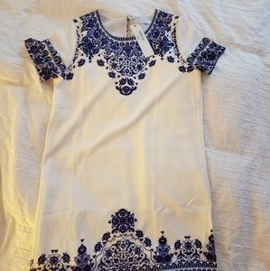 White and blue dress